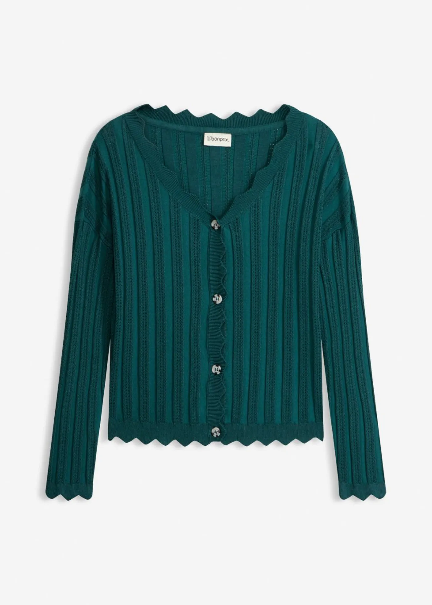 bonprix bonprix Jerséis|Novedades>Chaqueta corta de punto ajour verde pimiento