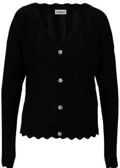 bonprix bonprix Jerséis|Novedades>Chaqueta corta de punto ajour Negro