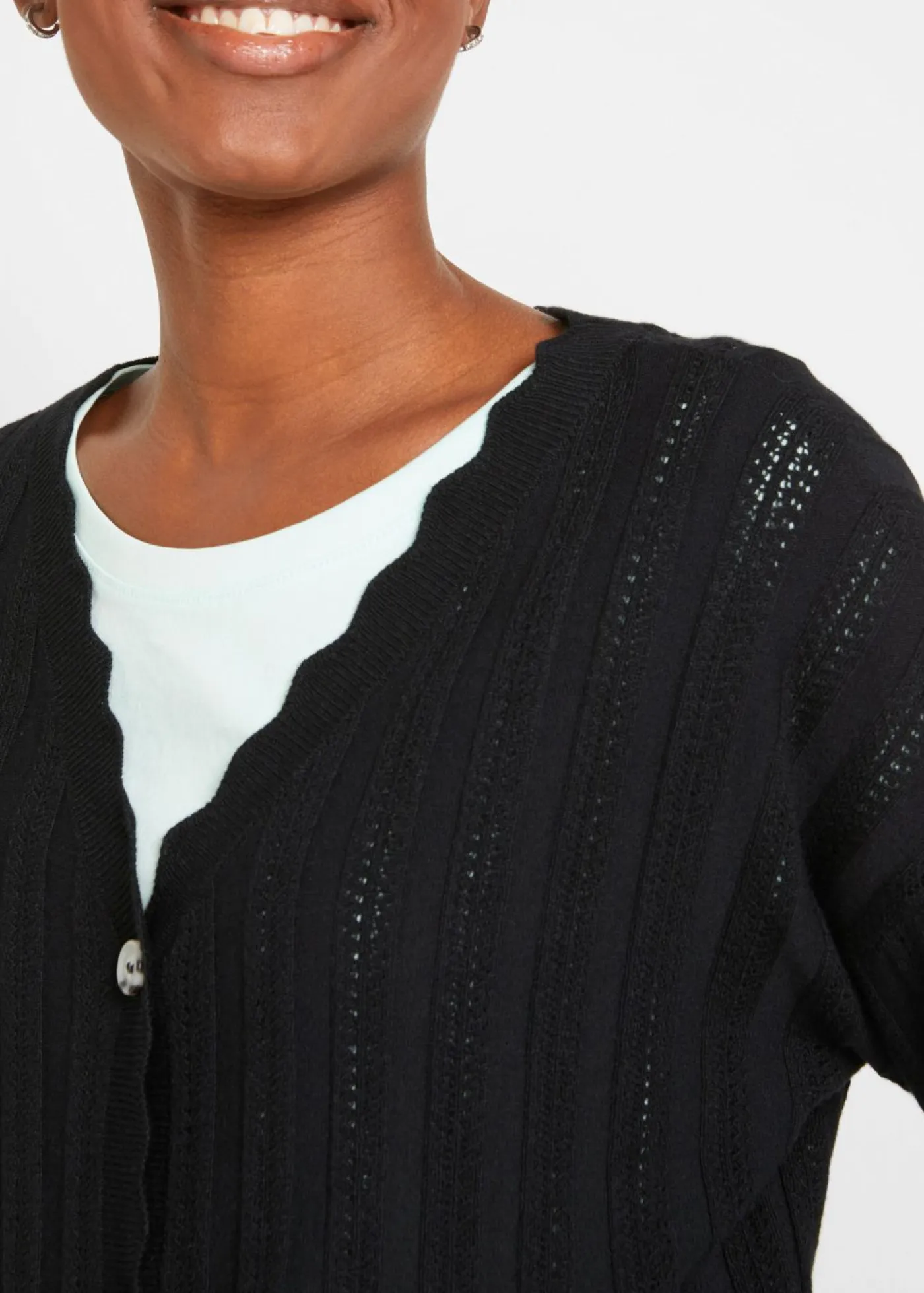 bonprix bonprix Jerséis|Novedades>Chaqueta corta de punto ajour Negro