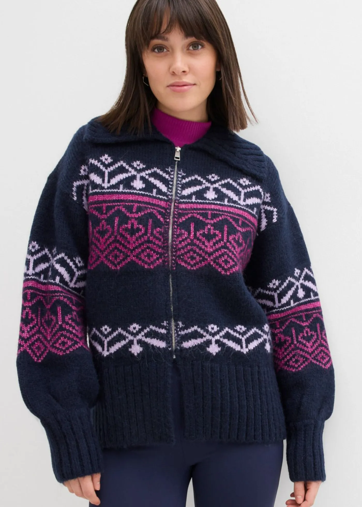 Mujer bonprix bonprix Chaqueta corta de punto con patrón nórdico