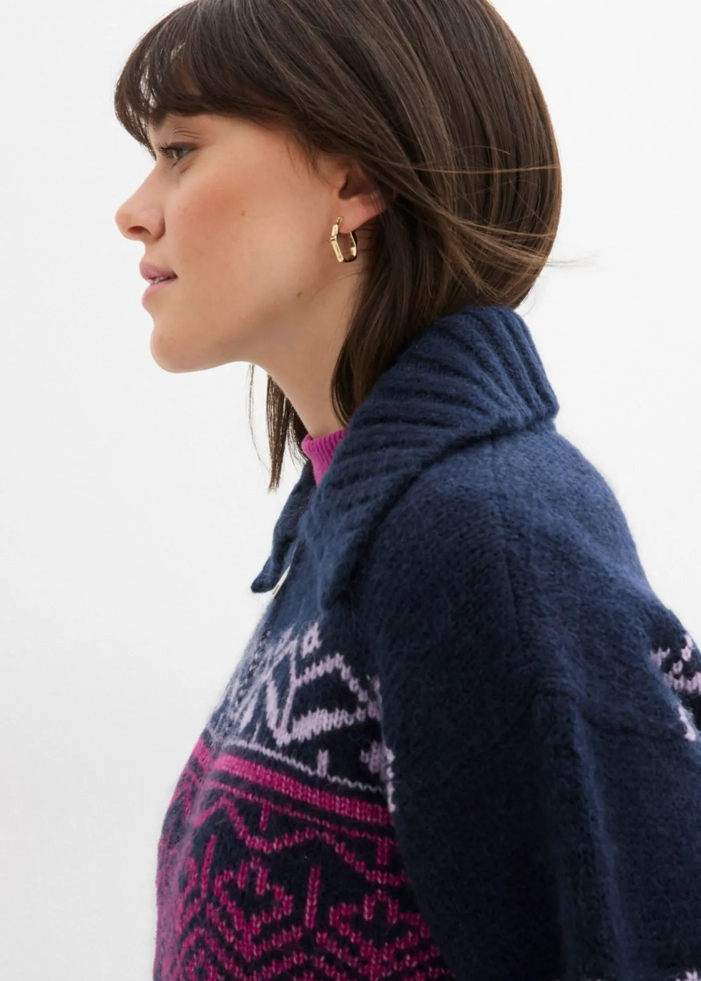 Mujer bonprix bonprix Chaqueta corta de punto con patrón nórdico