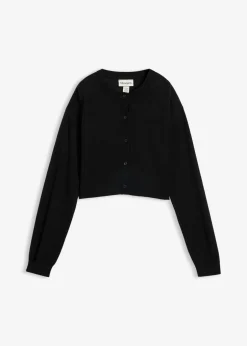 bonprix bonprix Premium|Jerséis>Chaqueta corta de punto con contenido de seda Negro