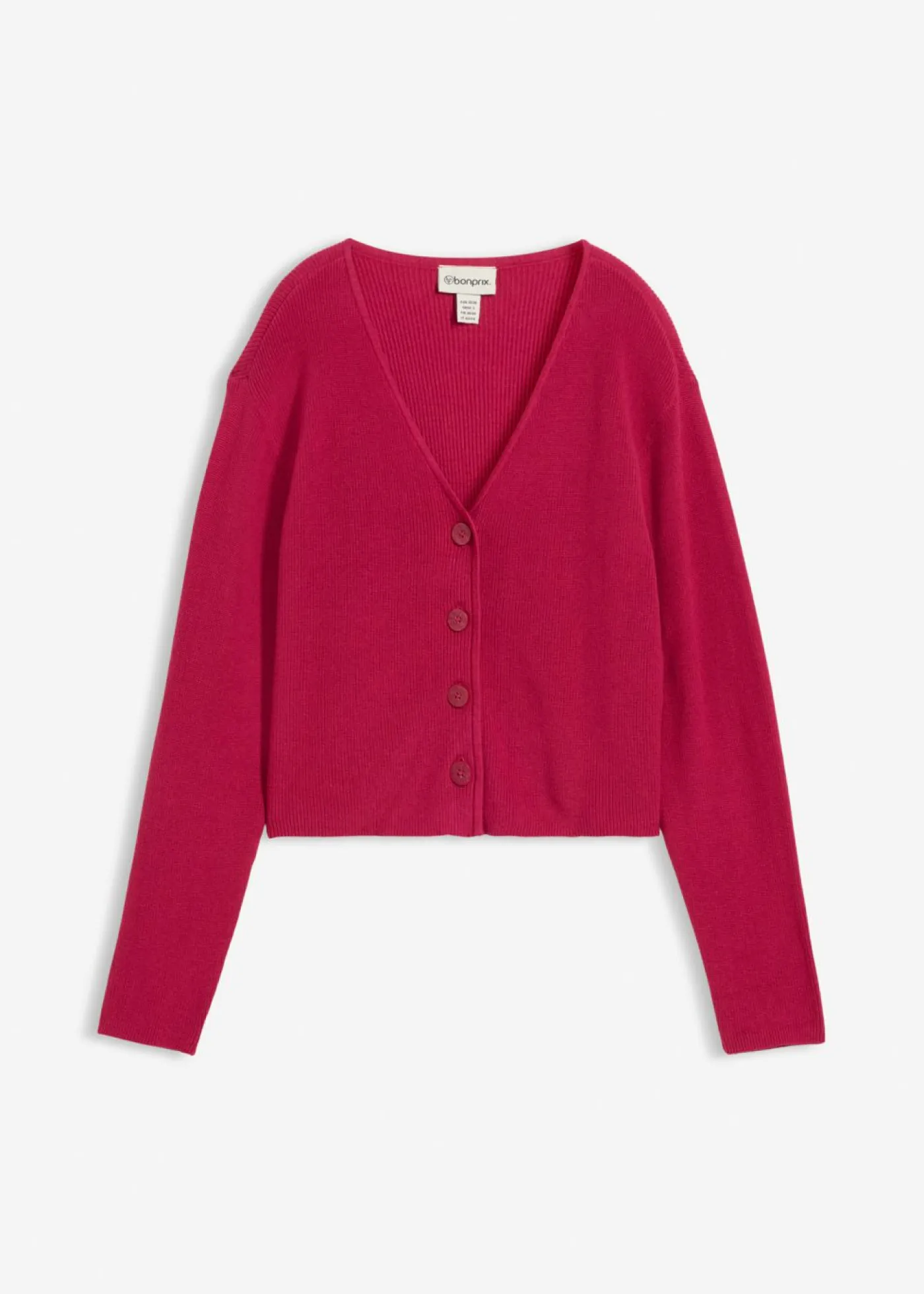 bonprix bonprix Básicos|Jerséis>Chaqueta corta de punto de algodón orgánico puro Rojo sangría