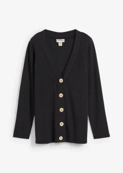 bonprix bonprix Básicos|Camisetas>Chaqueta de algodón orgánico puro Negro