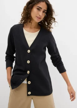 bonprix bonprix Básicos|Camisetas>Chaqueta de algodón orgánico puro Negro