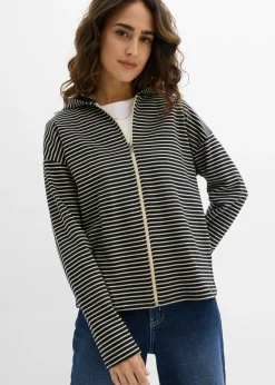 Mujer bonprix bonprix Chaqueta de chándal a rayas de mezcla de algodón