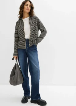 Mujer bonprix bonprix Chaqueta de chándal a rayas de mezcla de algodón