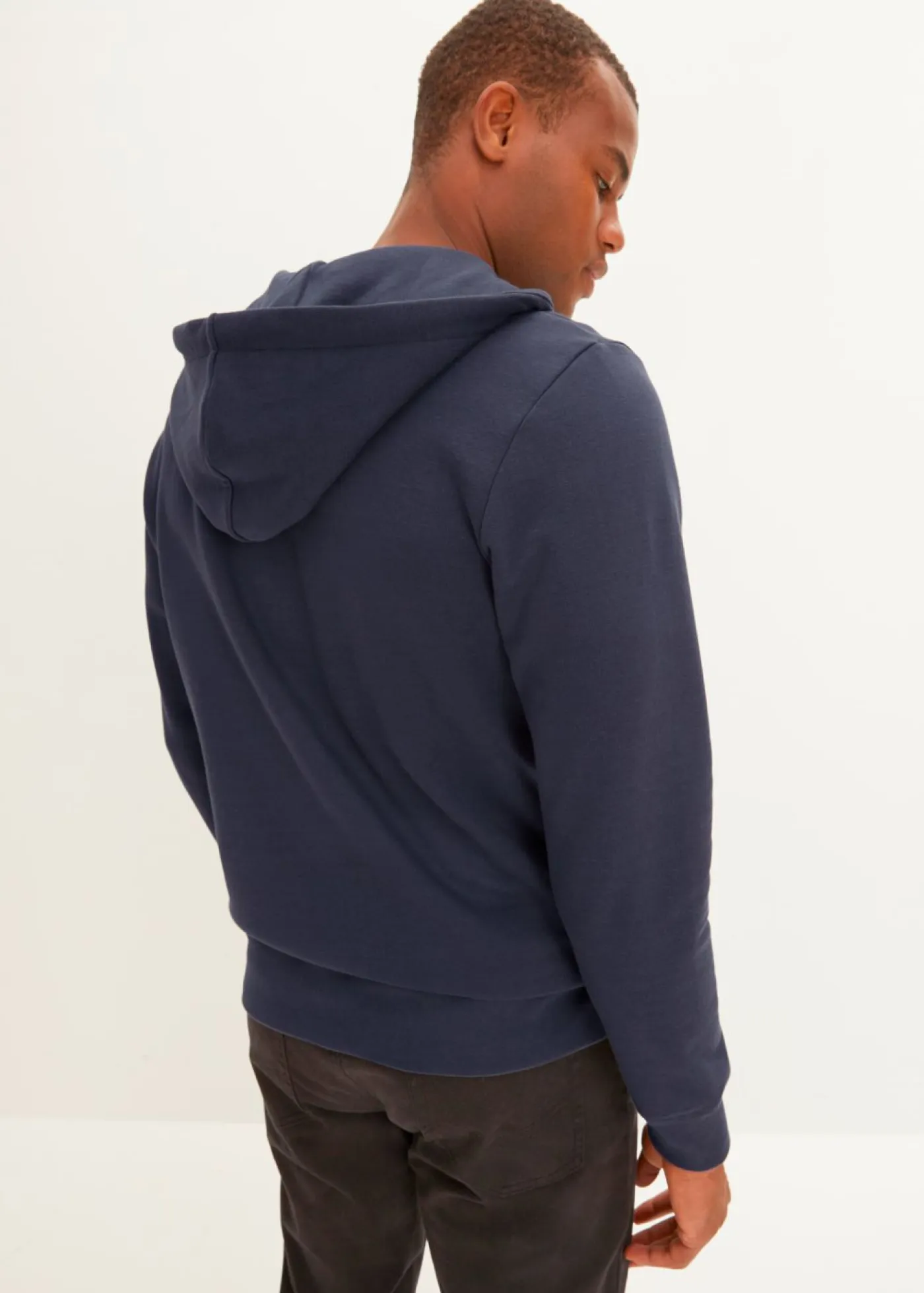 bonprix bonprix Chándals>Chaqueta de chándal con capucha y cepillado interior azul marino/amarillo crema/negro