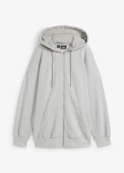 bonprix bonprix Ropa Cómoda>Chaqueta de chándal con capucha Gris claro jaspeado