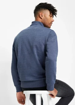 Hombre bonprix bonprix Chaqueta de chándal con cuello alto con detalles de piel sintética