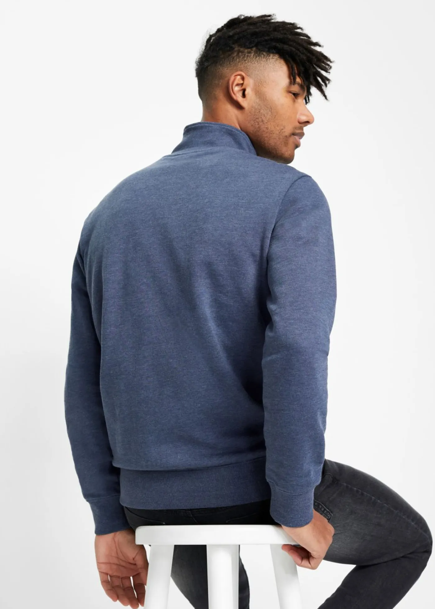 Hombre bonprix bonprix Chaqueta de chándal con cuello alto con detalles de piel sintética