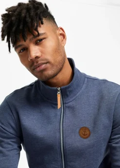 Hombre bonprix bonprix Chaqueta de chándal con cuello alto con detalles de piel sintética