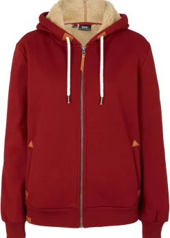 bonprix bonprix Ropa Cómoda>Chaqueta de chándal con forro polar rojo castaño
