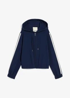 bonprix bonprix Chaquetas Y Abrigos>Chaqueta de chándal con raya deportiva Azul marino-blanco