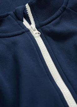 bonprix bonprix Ropa 9 A 16 Años·Sudaderas Y Jerséis>Chaqueta de chándal de algodón orgánico puro azul marino-blanco perla