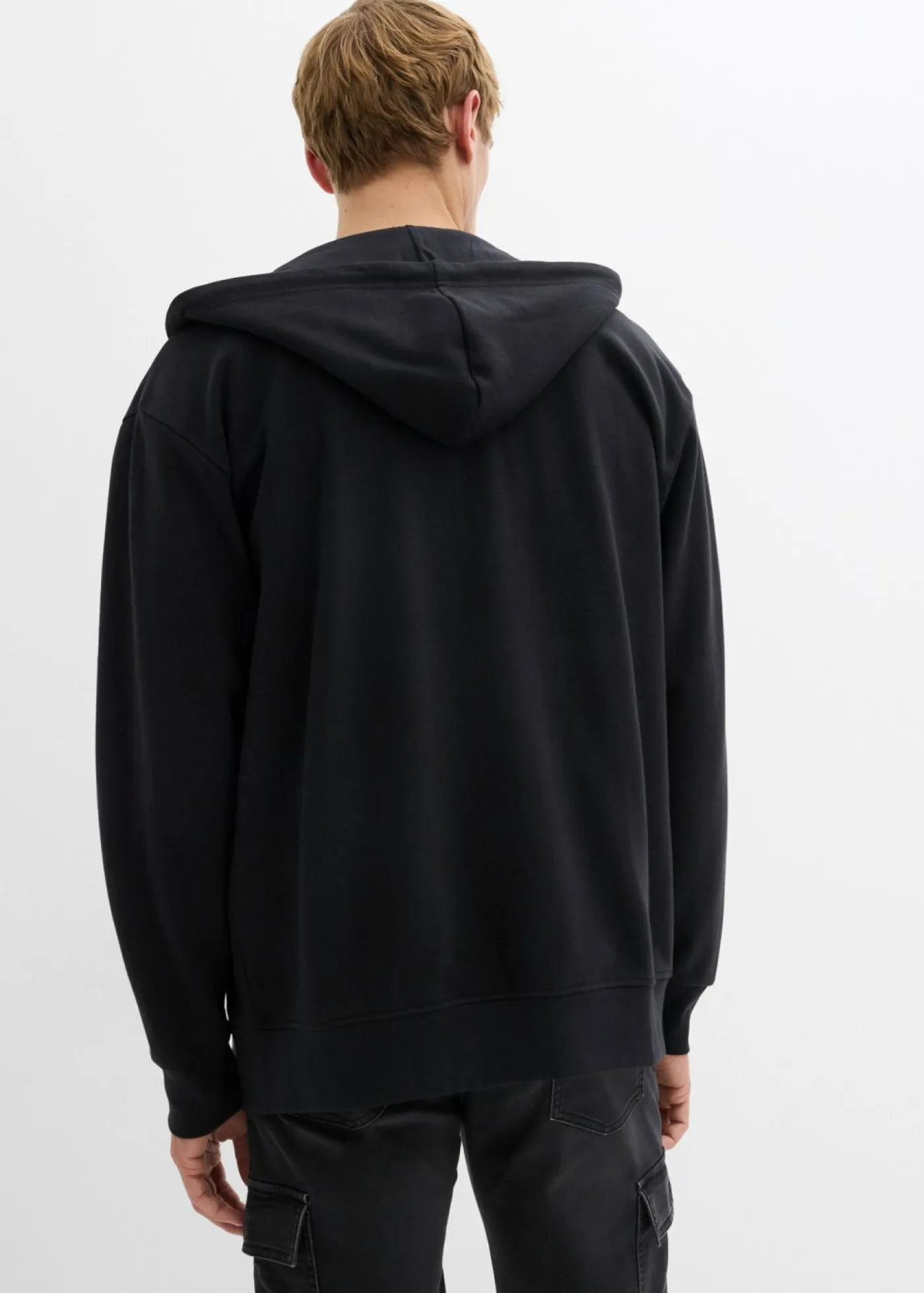 bonprix bonprix Ropa Deportiva|Chándals>Chaqueta de chándal de algodón puro con capucha y corte holgado Negro