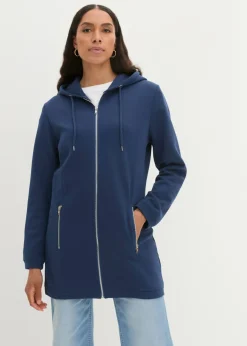 bonprix bonprix Ropa Cómoda>Chaqueta de chándal larga con bolsillos con cremallera Azul almirante