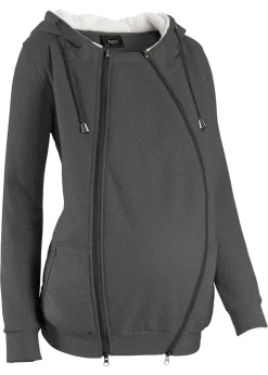 bonprix bonprix Premamá>Chaqueta de chándal premamá y de porteo, 3 en 1, con interior esponjoso Antracita jaspeado