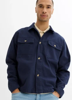 bonprix bonprix Chaquetas Y Abrigos·Chaquetas>Chaqueta de entretiempo de sarga con corte holgado Azul marino