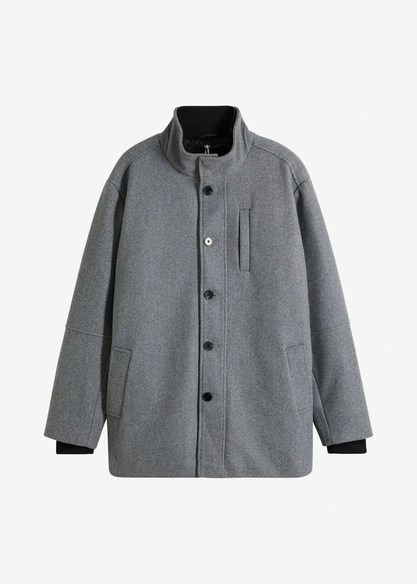 bonprix bpc selection Chaquetas Y Abrigos·Chaquetas|Outdoor>Chaqueta de invierno con cortavientos en aspecto de lana gris oscuro moteado