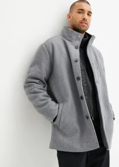 bonprix bpc selection Chaquetas Y Abrigos·Chaquetas|Outdoor>Chaqueta de invierno con cortavientos en aspecto de lana gris oscuro moteado