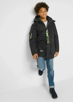 Niños bonprix bonprix Chaqueta de invierno con detalles deportivos y capucha