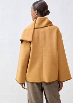 Mujer bonprix bonprix Chaqueta de lana con bordado decorativo (conjunto de 2 piezas con bufanda)