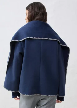 Mujer bonprix bonprix Chaqueta de lana con bordado decorativo (conjunto de 2 piezas con bufanda)