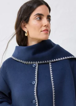 Mujer bonprix bonprix Chaqueta de lana con bordado decorativo (conjunto de 2 piezas con bufanda)