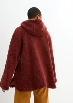 Mujer bonprix bonprix Chaqueta de peluche, corte en A, con aberturas laterales
