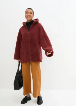 Mujer bonprix bonprix Chaqueta de peluche, corte en A, con aberturas laterales