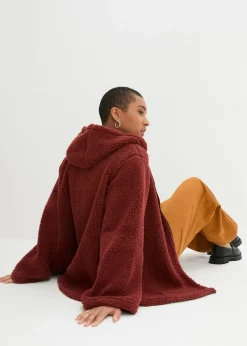 Mujer bonprix bonprix Chaqueta de peluche, corte en A, con aberturas laterales