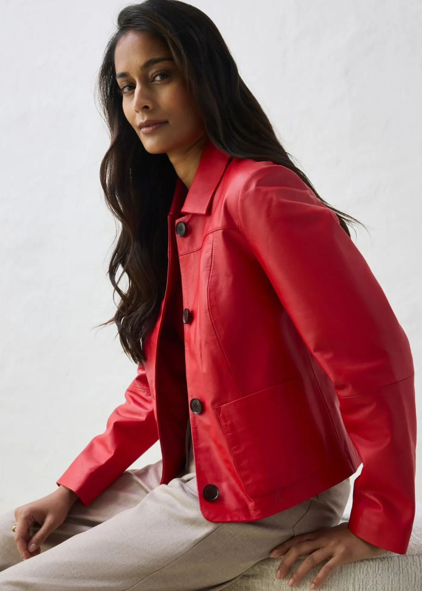 Mujer bonprix bonprix Chaqueta de piel de napa de cordero suave