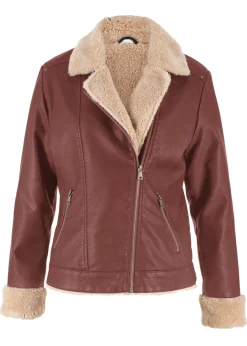 bonprix bonprix Chaquetas Y Abrigos>Chaqueta de piel sintética, con forro Marrón café