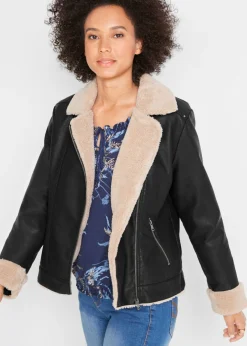 Mujer bonprix bonprix Chaqueta de piel sintética, con forro