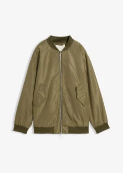 bonprix bonprix Chaquetas Y Abrigos>Chaqueta de piloto ancha con forro de leopardo Verde oliva oscuro