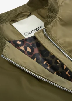bonprix bonprix Chaquetas Y Abrigos>Chaqueta de piloto ancha con forro de leopardo Verde oliva oscuro