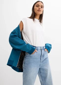 Mujer bonprix bonprix Chaqueta de piloto ancha con forro de leopardo