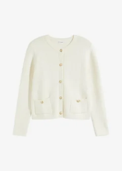 bonprix bonprix Jerséis|Ropa De Punto>Chaqueta de punto Blanco lana