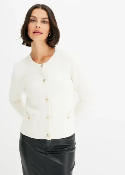 bonprix bonprix Jerséis|Ropa De Punto>Chaqueta de punto Blanco lana