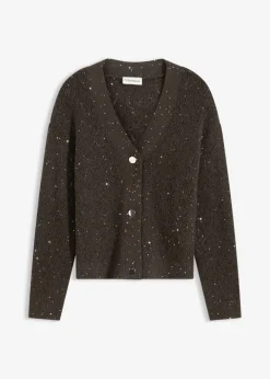 bonprix bonprix Jerséis|Ropa De Punto>Chaqueta de punto ajour Marrón oscuro