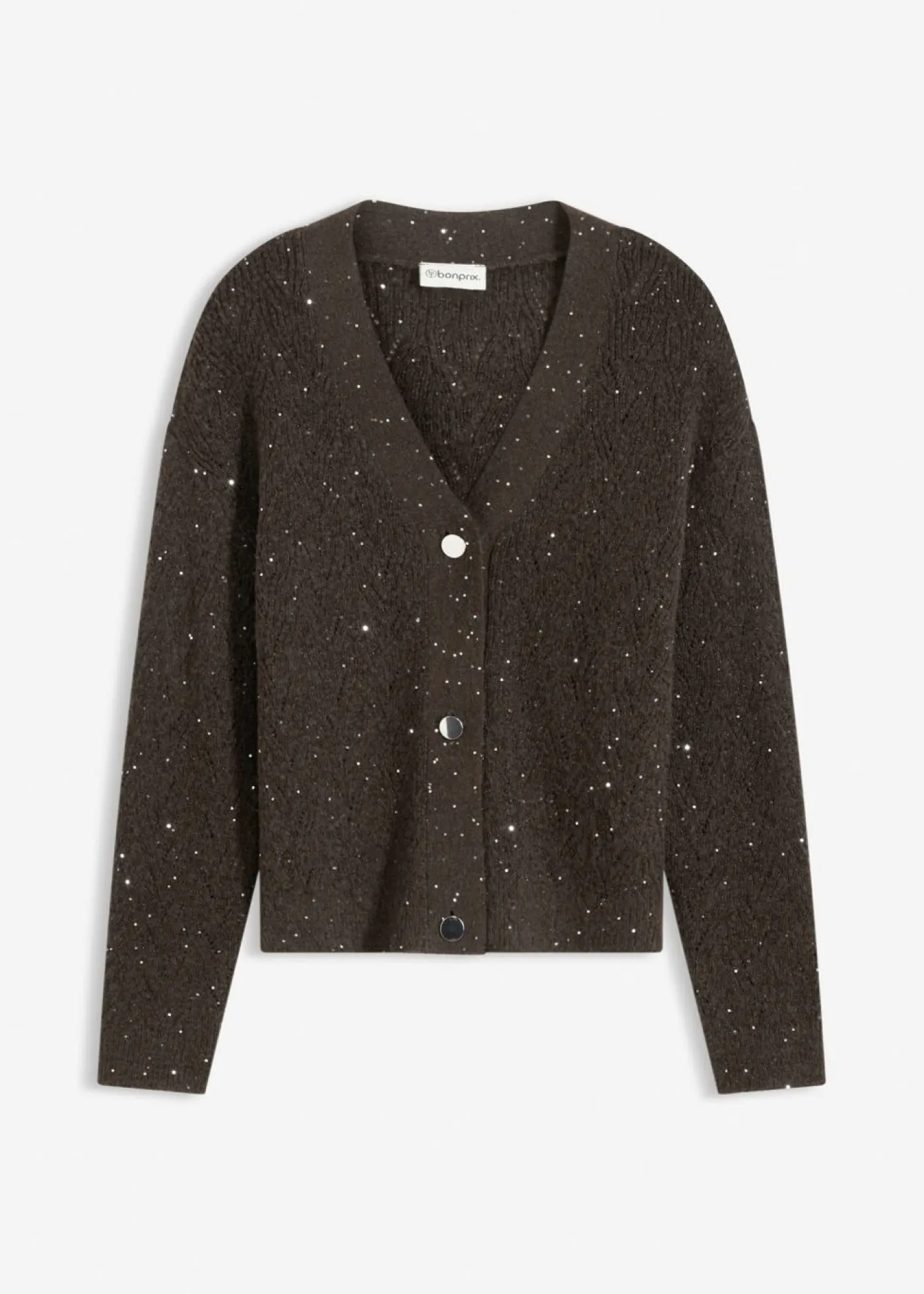 bonprix bonprix Jerséis|Ropa De Punto>Chaqueta de punto ajour Marrón oscuro