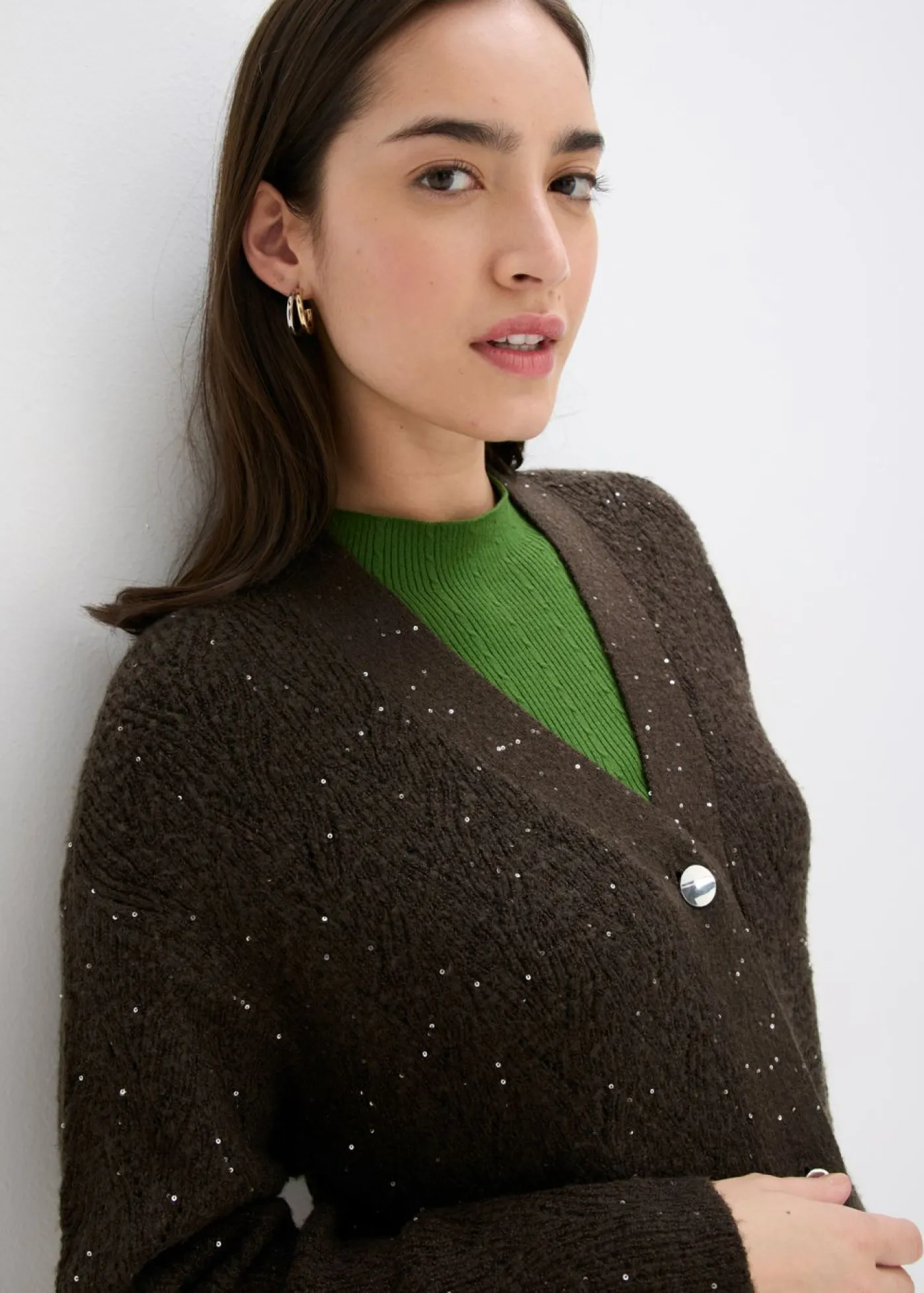 bonprix bonprix Jerséis|Ropa De Punto>Chaqueta de punto ajour Marrón oscuro