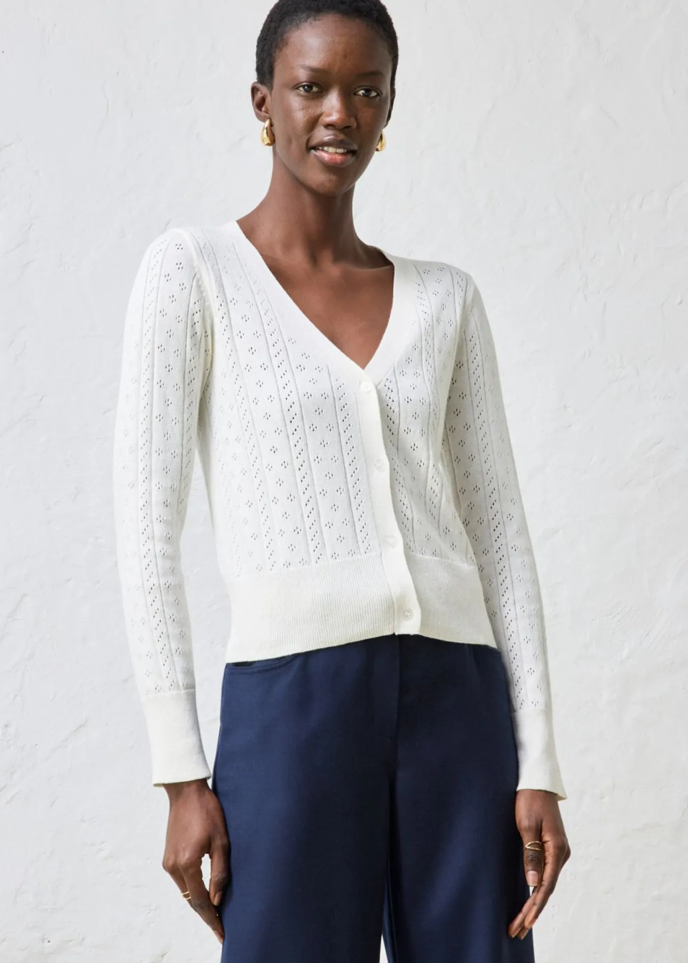 Mujer bonprix bonprix Chaqueta de punto ajour con mezcla de seda