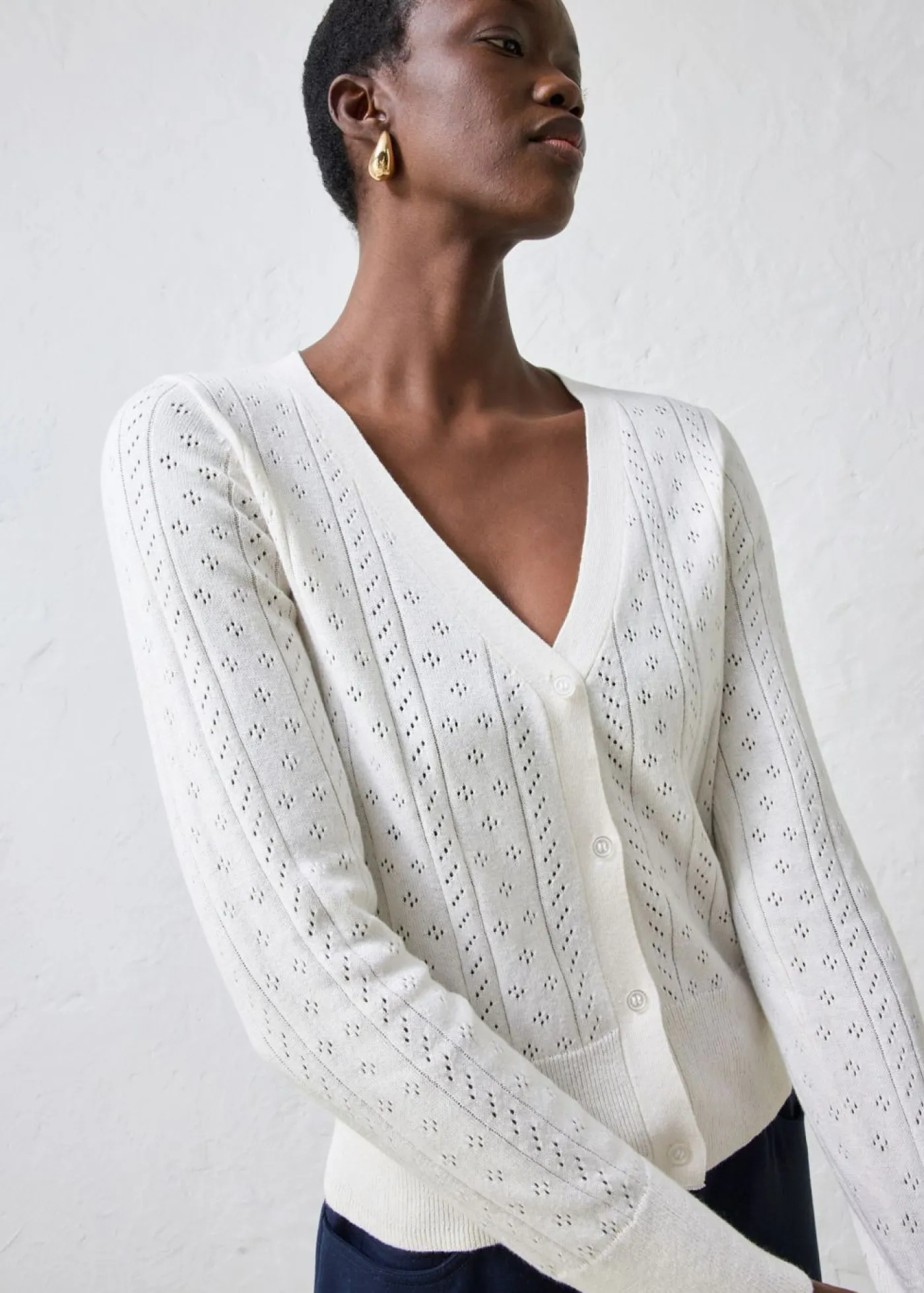 Mujer bonprix bonprix Chaqueta de punto ajour con mezcla de seda