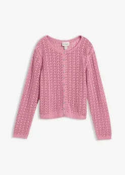 bonprix bonprix Jerséis|Novedades>Chaqueta de punto ajour de algodón puro Malva