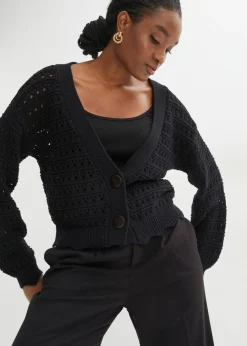 Mujer bonprix bonprix Chaqueta de punto ajour de algodón puro