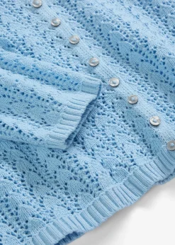 bonprix bonprix Jerséis|Novedades>Chaqueta de punto ajour de algodón puro Azul claro