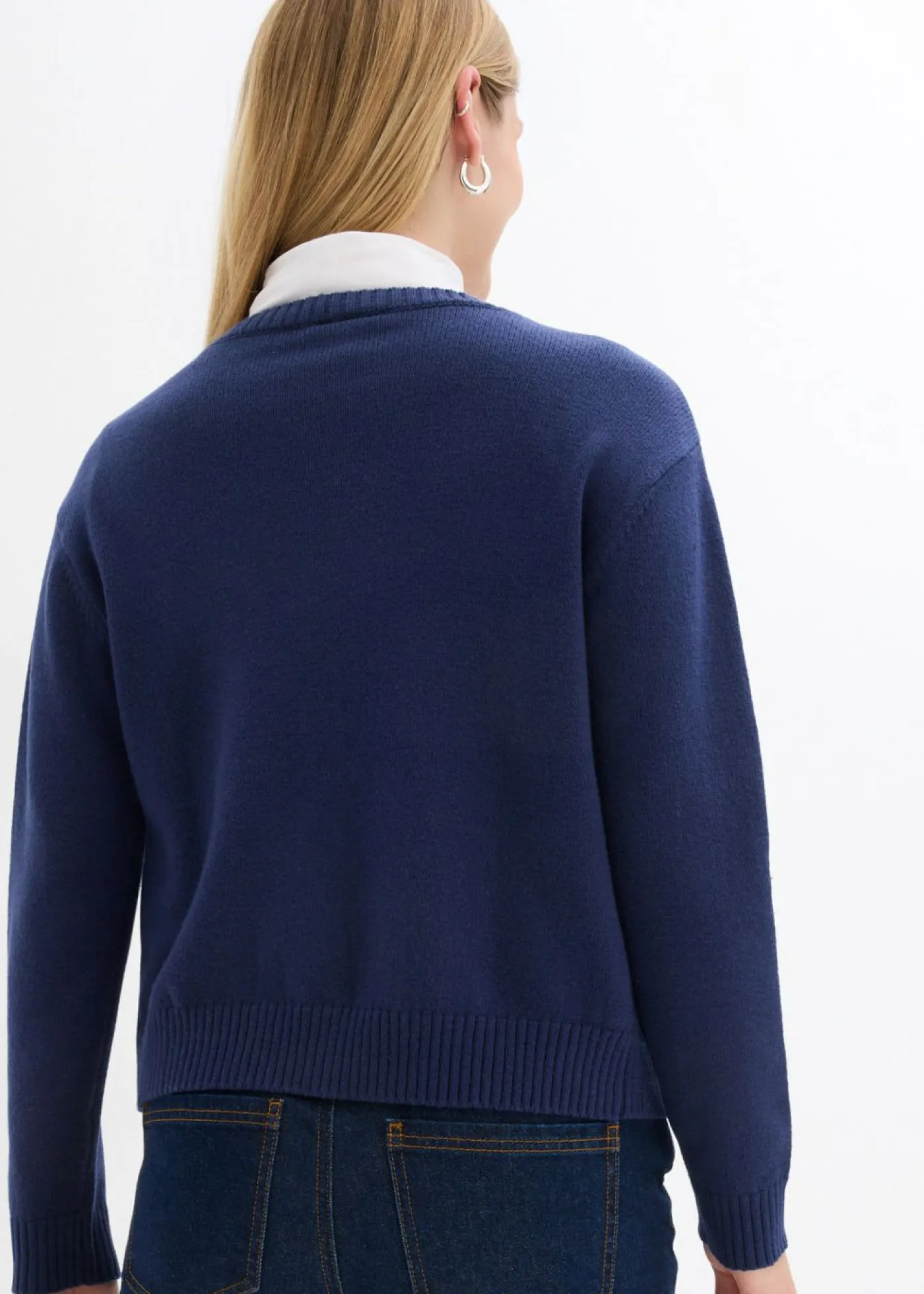 bonprix bonprix Jerséis|Ropa De Punto>Chaqueta de punto con bolsillos Azul marino