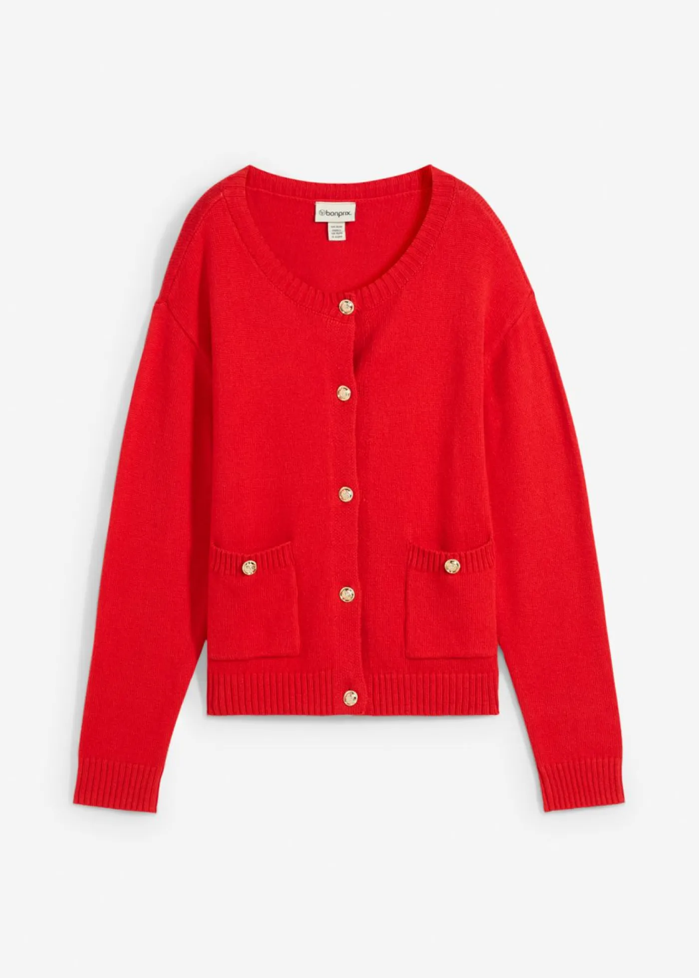 bonprix bonprix Jerséis|Ropa De Punto>Chaqueta de punto con bolsillos fresa